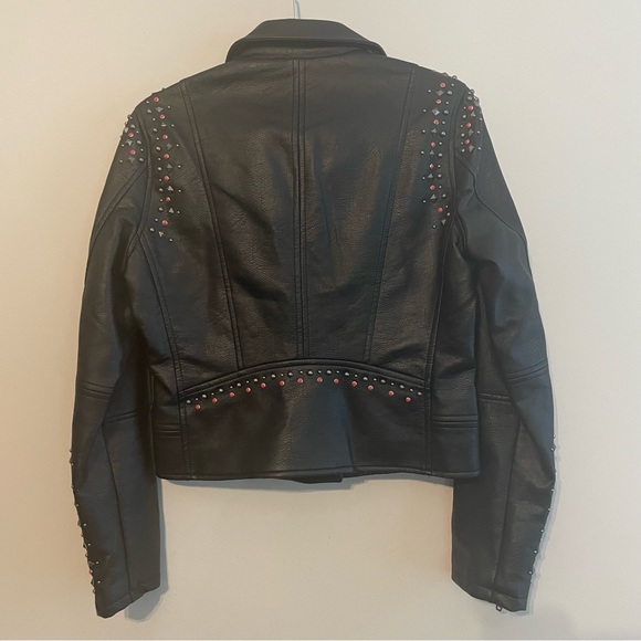 BLANK NYC Faux Leather Studded Moto Jacket - Black Size S - Picture 9 of 13